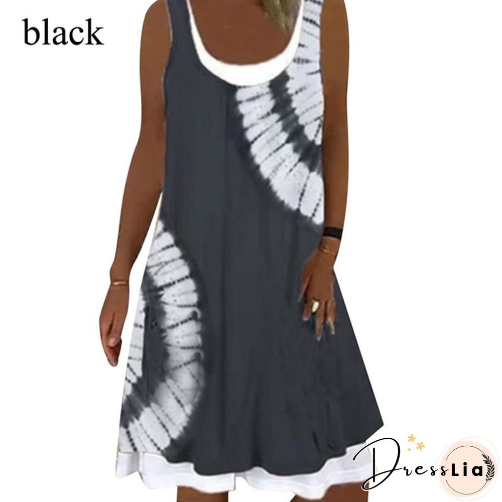 Women's Fashion New Spring Casual Temperament Suspender Type Sleeveless Round Neck A-line Skirt Dress