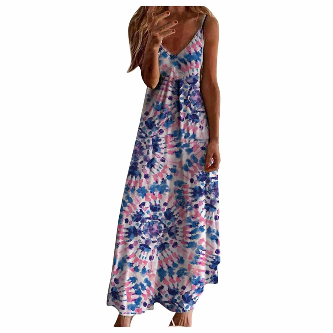 Tropical Print Dress Women Halter Backless Maxi Dress Sexy Sleeveless Beach Summer Sundress Sundresses Women Dress Dames Kleding