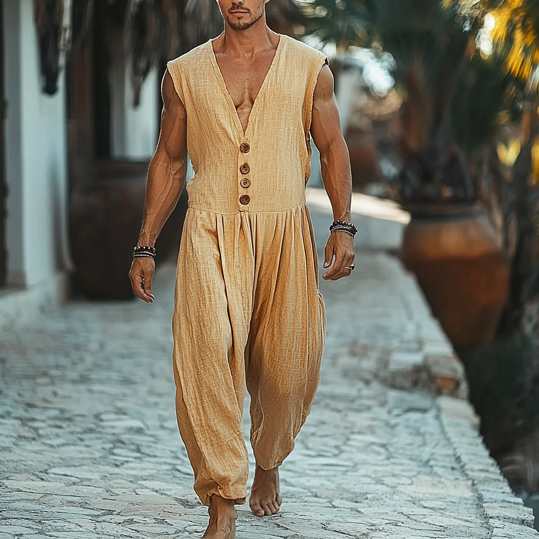 Men's Linen Jumpsuit-inspireuse