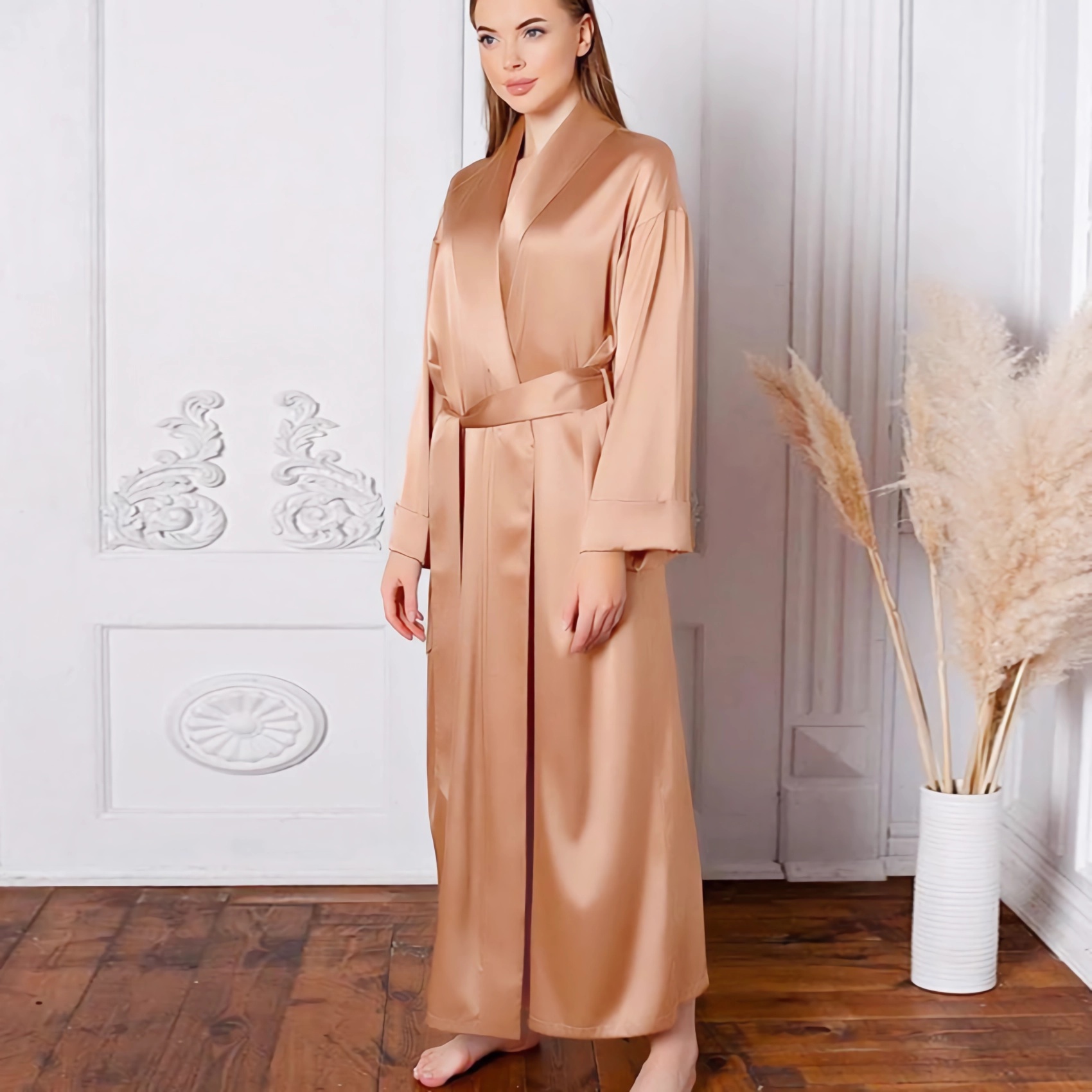 22 Momme Cozy Women's Long Silk Robe In Loose Version REAL SILK LIFE