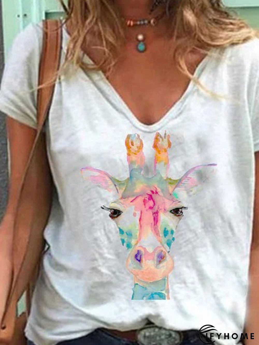 Casual Short Sleeve V Neck T-shirt | IFYHOME