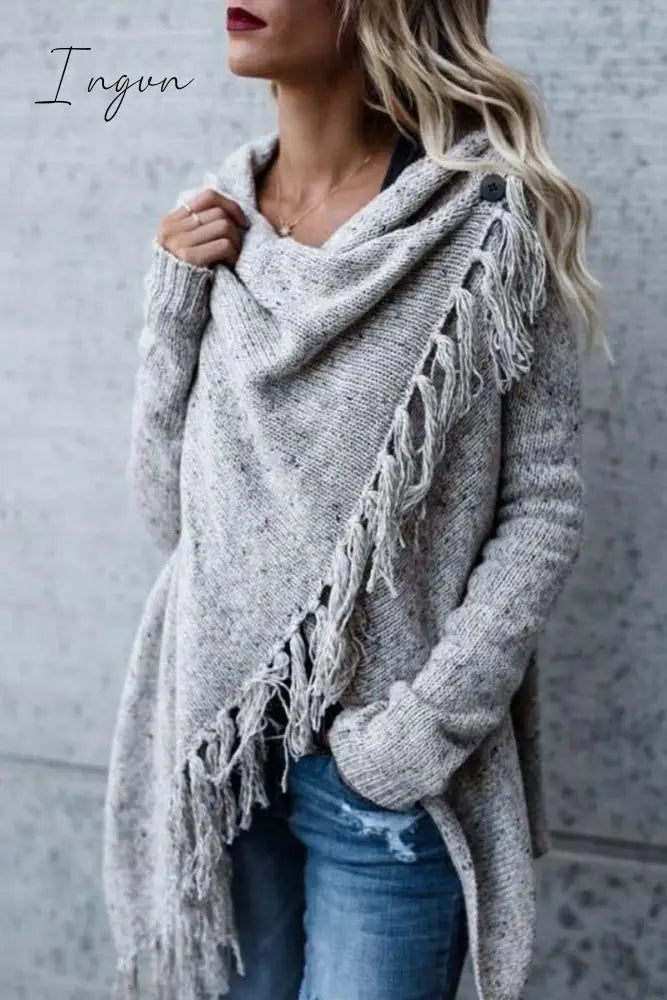 Ingvn - Autumn & Winter Shawl Cardigan(3 Colors) S / Gray Tops/Sweaters Cardigans