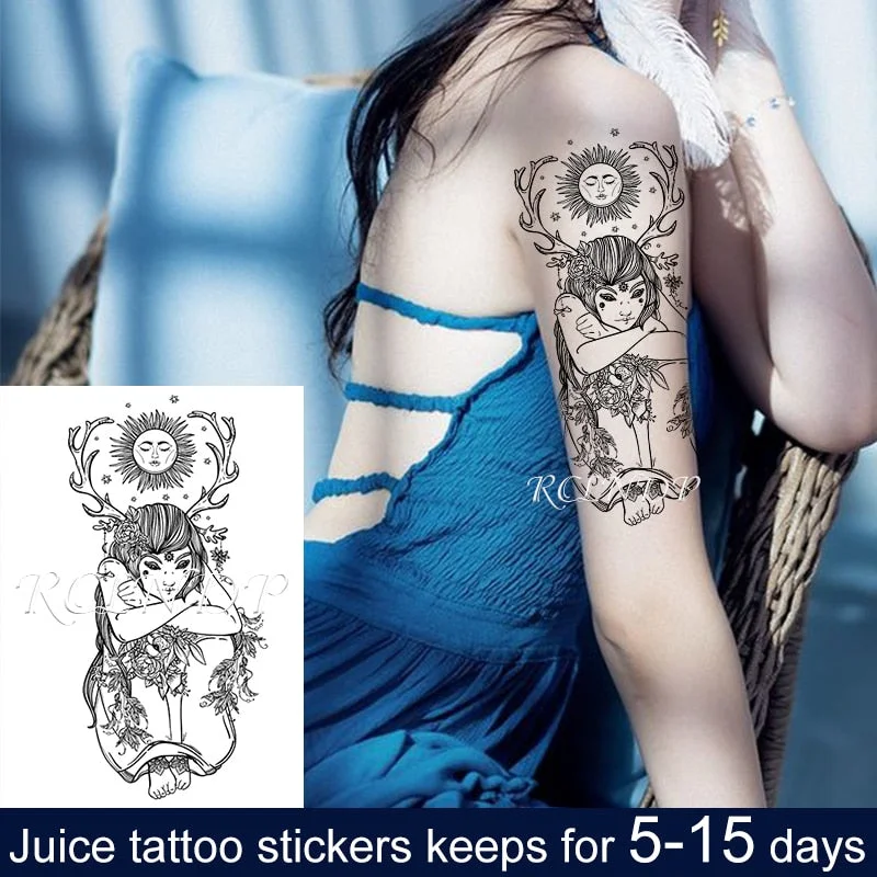 Waterproof Temporary Juice ink Sticker Egyptian Ancient Greek Mythology Cleopatra Fruit Gel Long lasting Tattoo for men women