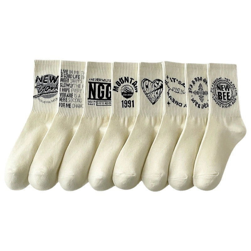 Socks Men’s Mid-calf Socks Spring And Summer Thin Cotton Socks Long Breathable Sweat-absorbent Retro Men’s Sports Autumn And Winter