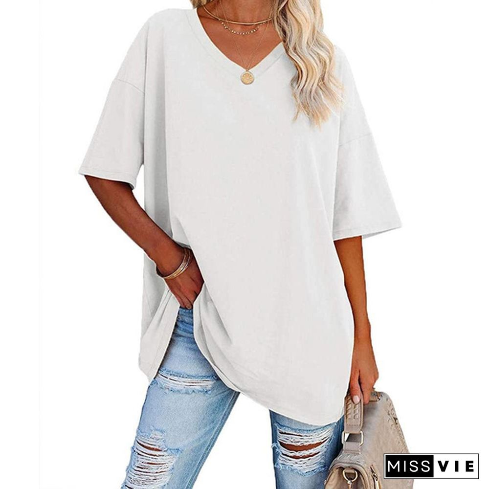 XS-8XL Spring Summer Tops Plus Size Fashion Clothes Womens Casual Short Sleeve Tee Shirts