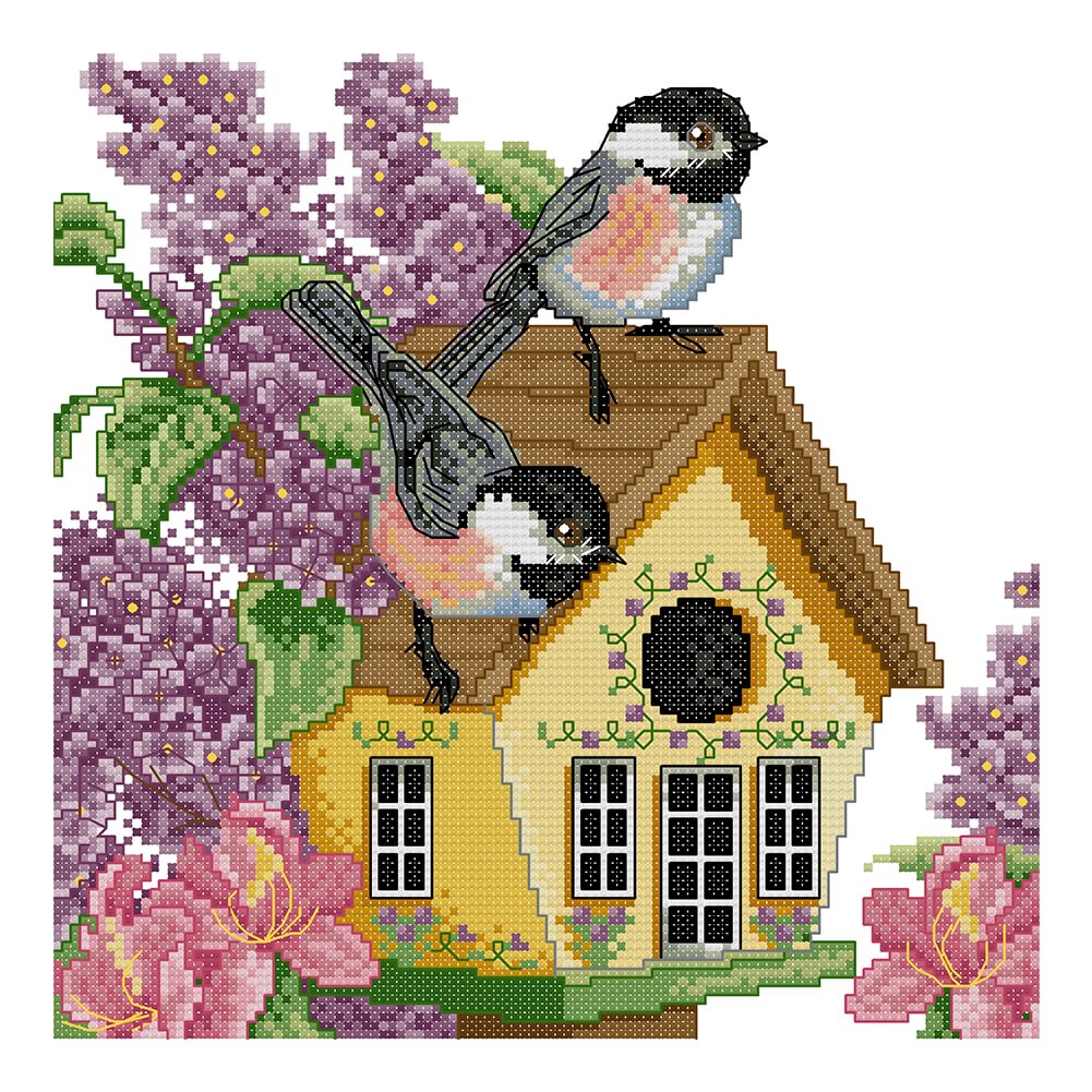 Birds House - 14CT Joy Sunday Stamped Cross Stitch(28*28cm)