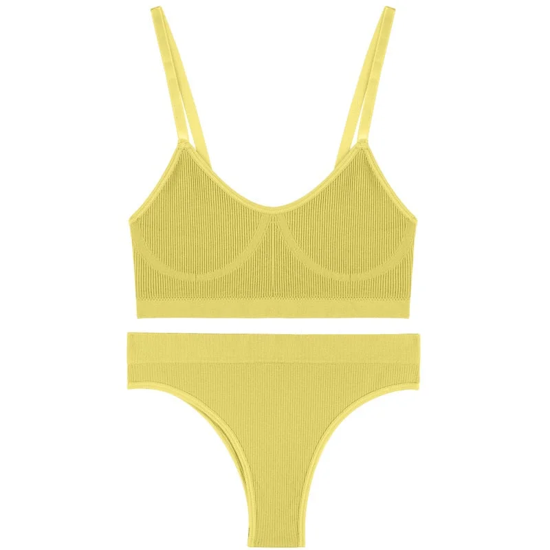 FINETOO Seamless Women Bra Panties Set Push Up Sports Tank Tops +Panty Sets Sexy Active Bra Lingerie Fitness Crop Top Underwear