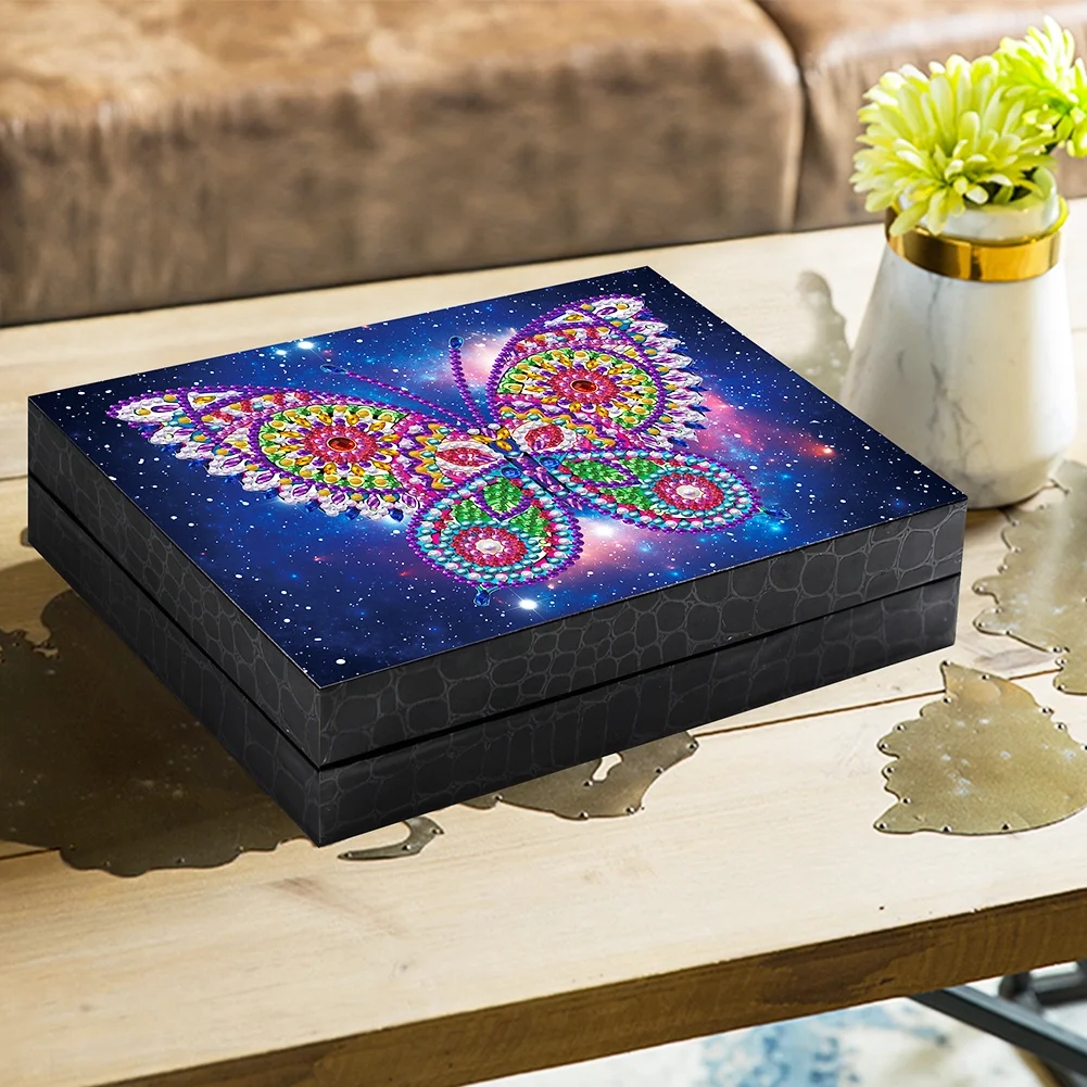 Starry Sky Butterfly Diamond Painting Jewelry Storage Box DIY Special Shaped Drill Case
