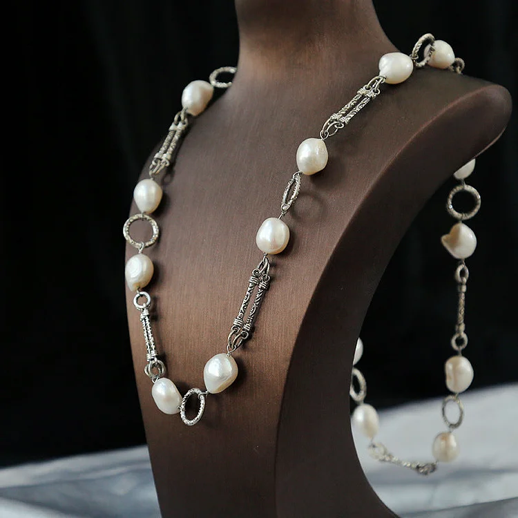 Natural Baroque Metal Panel Necklace