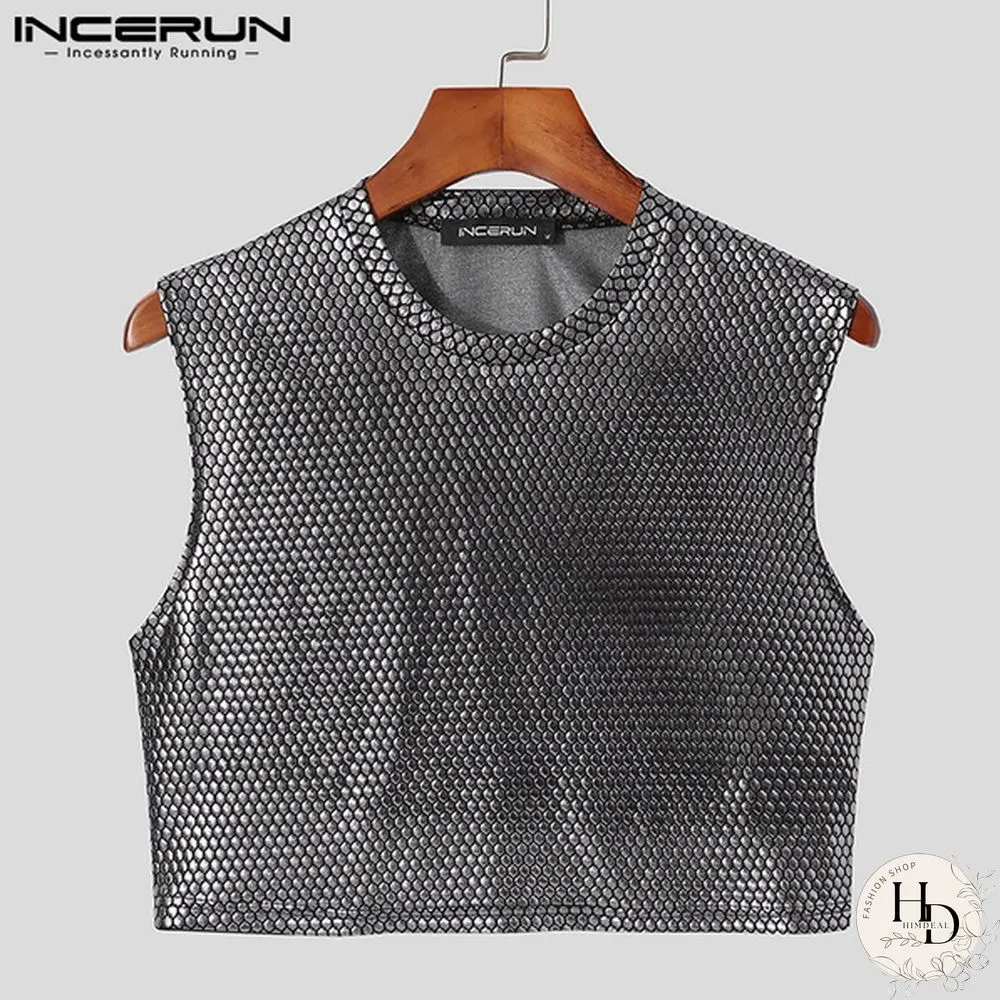 Fashionable Sleeveless Silver Shirts Summer Clubwear Outfit Crop Tops