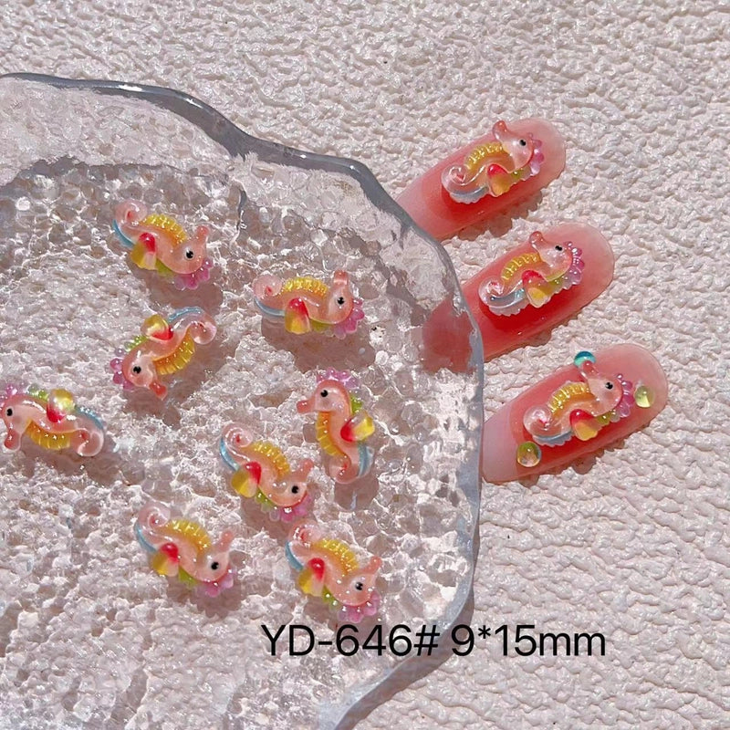 Cute Sweet Dolphin Hippocampus Shell Resin Nail Decoration Accessories 10 PCS/Package