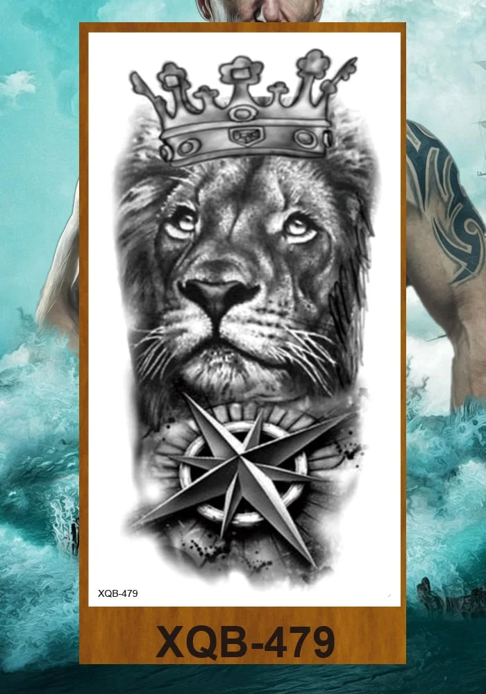 Temporary Tattoo Stickers Men Women Adult Girl Chest Flower Arm Leg Fake Tatoo Semi Permanent Tiger Wolf Beauty & Beast Body Art