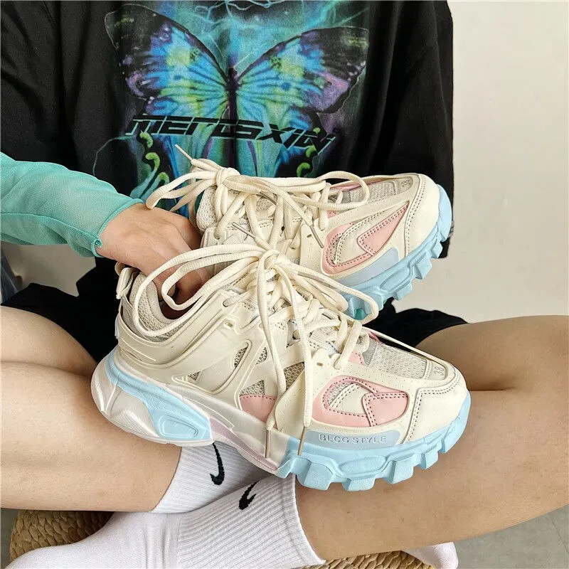 Brand Design Shoes Women 2021 Fashion Sneakers Sport Casual Trainers Ladies Pink Chunky Sneakers Zapatillas Deportivas Mujer