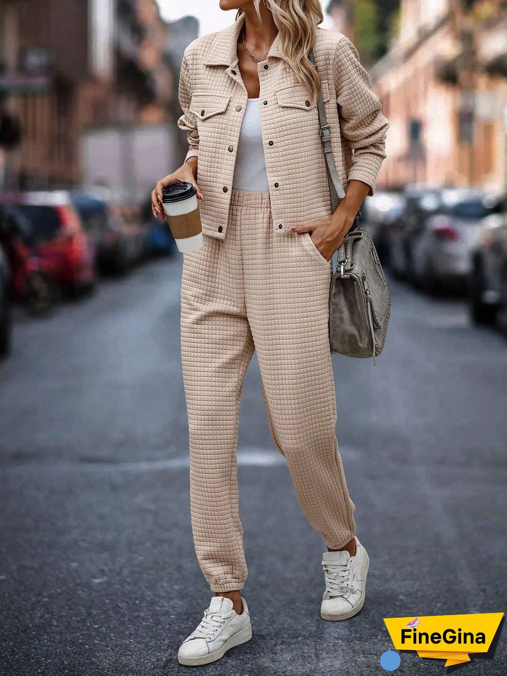 Apricot Long Sleeve Two Piece Set