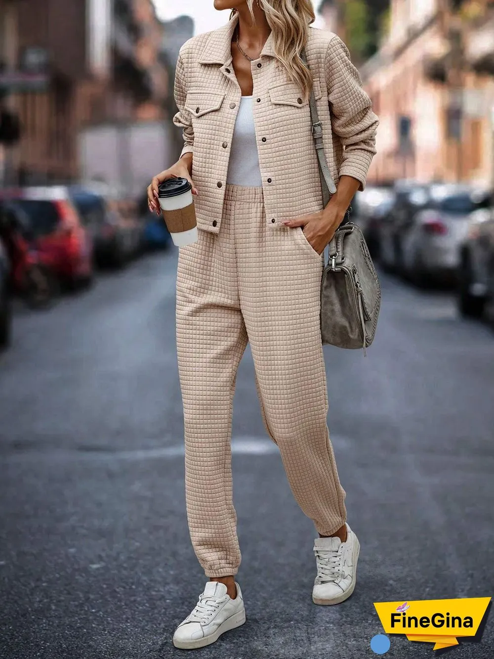 Apricot Long Sleeve Two Piece Set