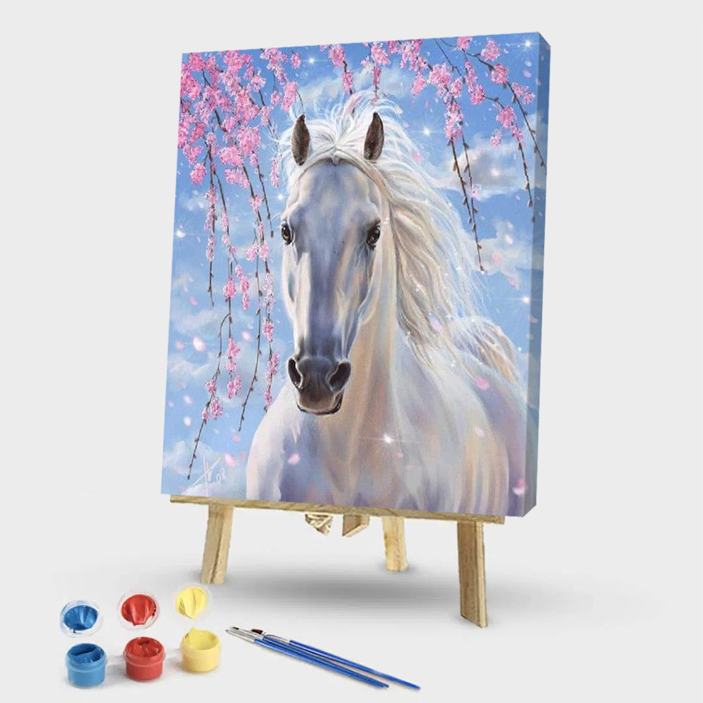 

40*50CM - Paint By Numbers - White Horse, 501 Original