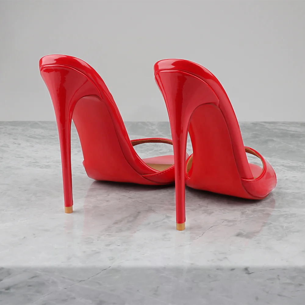 120mm/4.72 Inch Women's Sandals Pointed Toe Mules Heels Slip On Red Bottom Stilettos High Heels