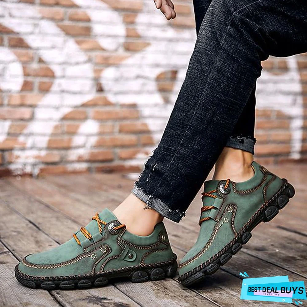 Men's Spring / Fall Casual / British Daily Outdoor Oxfords Hiking Shoes / Walking Shoes Faux Leather Non-Slipping Wear Proof Black / Yellow / Khaki