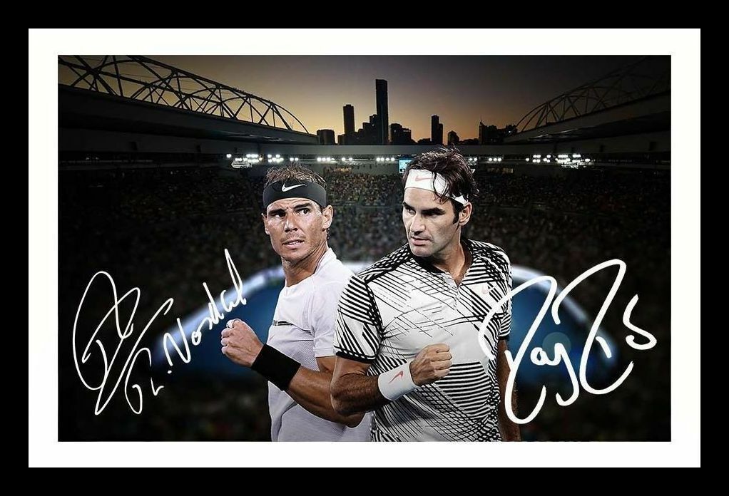 Roger Federer & Rafael Nadal - 2017 Australian Open Signed & Framed Photo Poster painting