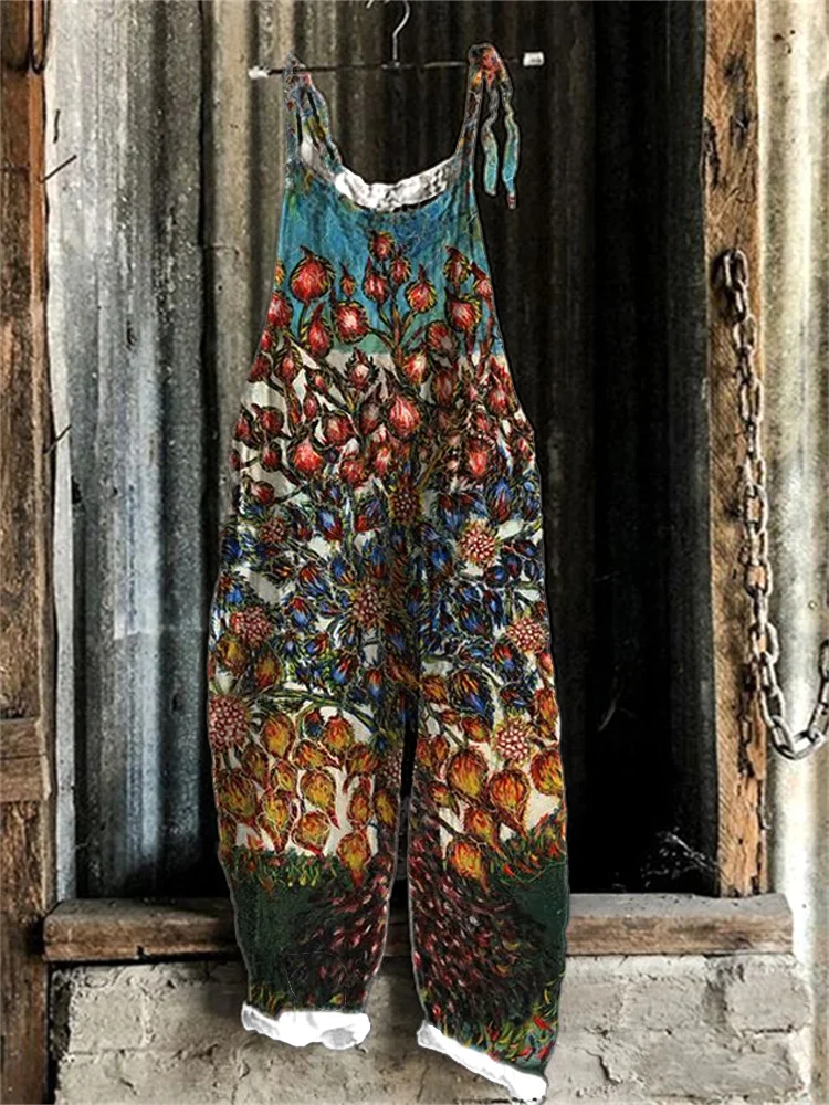 Women's Casual Oil Painting Print Jumpsuit