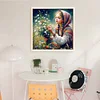Girl Picking Flowers-11CT Stamped Cross Stitch 50*50cm/19.69*19.69in