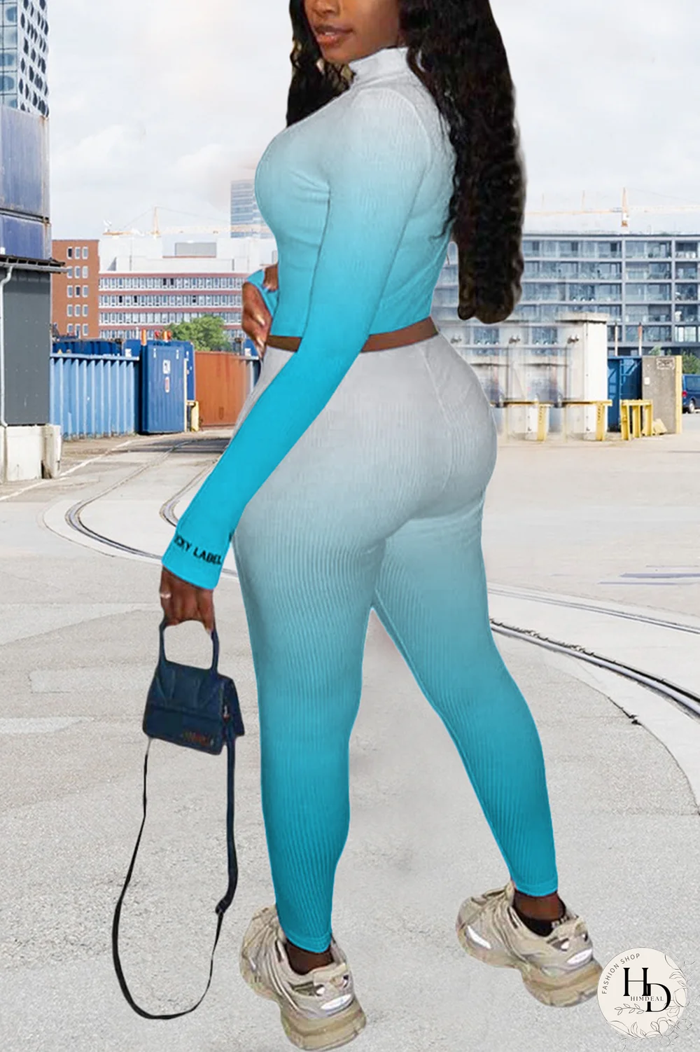 Rose Red Casual Print Letter Turndown Collar Long Sleeve Two Pieces