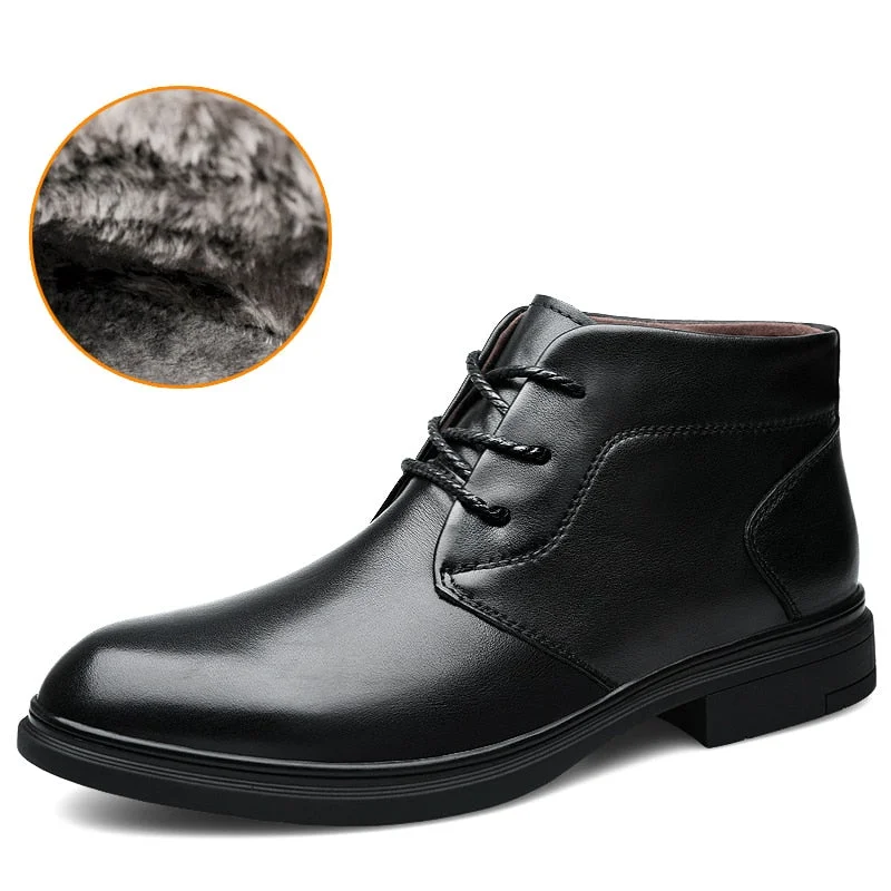 2021 Winter Warm Mens Outdoor Snow Boots Fashion Office Dress Casual Shoes Men Genuine Cow Leather Original Design Botas Hombre