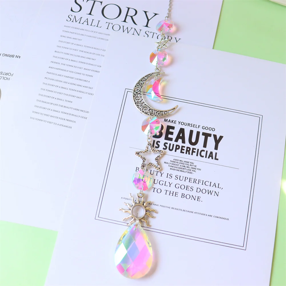 Crystal Wind Chime Prism Catchers Ornament Curtain Home Garden Pendant (B)