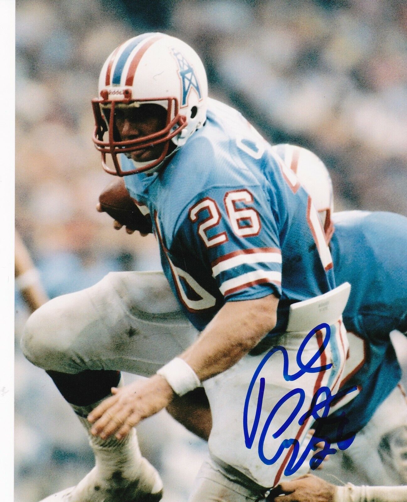 ROB CARPENTER HOUSTON OILERS ACTION SIGNED 8x10