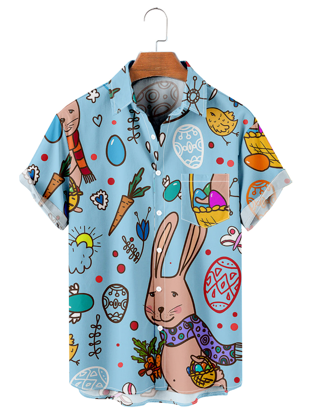 Easter Egg Cartoon Bunny Holiday Shirt Party Rave Men's Shirt PLUSCLOTHESMAN