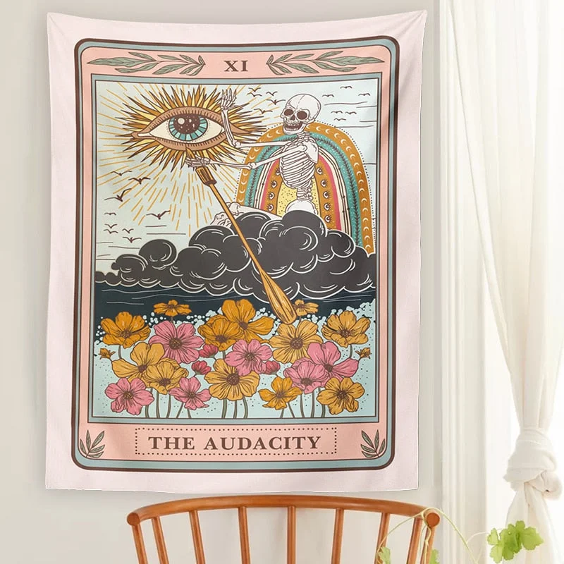 The audacity Tarot Tapestry Rainbow Eye Tapestries background Divination Mysterious Tapestry Hippie Skull Dorm Room Home Decor