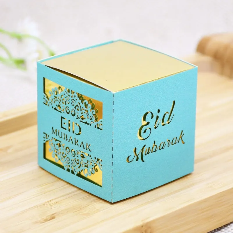 5/10pcs Eid Mubarak Chocolate Candy Box Ramadan Kareem Favor Gift Box Islamic Muslim Festival Happy Al-Fitr Eid Party Supplies
