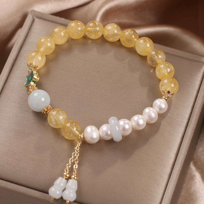 Fringed Citrine Pearl Bracelet
