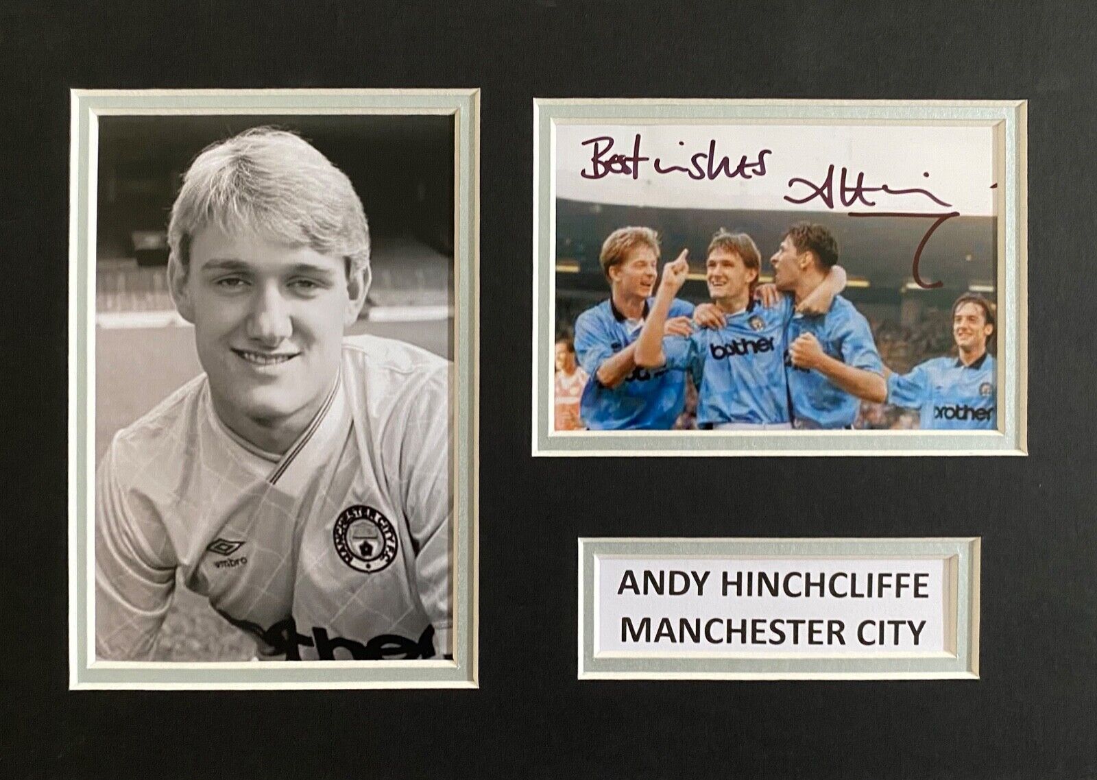 ANDY HINCHCLIFFE HAND SIGNED A4 MOUNT Photo Poster painting DISPLAY MAN CITY AUTOGRAPH 1