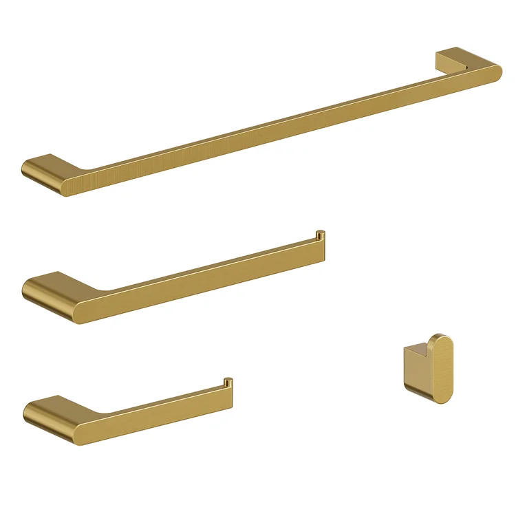 EVERSTEIN 4-Piece Bathroom Towel Rack Set in Brushed Gold SFS-2002-GD 