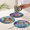 4PCS Diamond Painted Acrylic Owl Placemats Insulated Dish Mats Comes with Mats