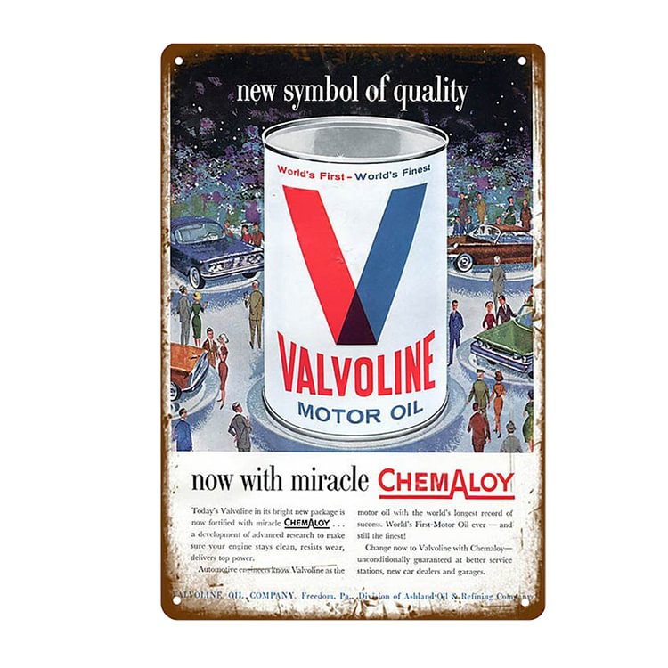 Valvoline - Vintage Tin Signs/Wooden Signs - 7.9x11.8in & 11.8x15.7in