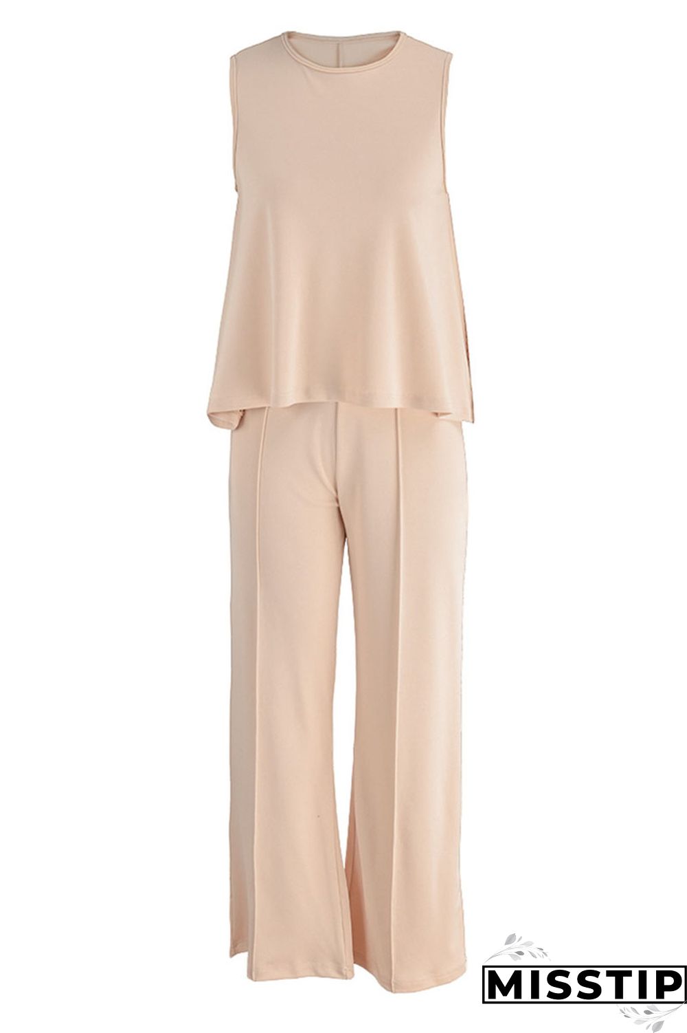 Black Casual Solid Patchwork O Neck Sleeveless Two Pieces