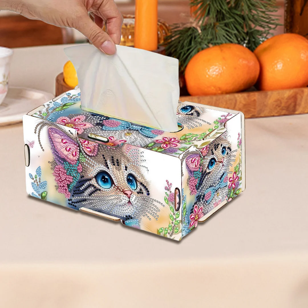 Wooden Diamond Painting Tissue Box for Home and Office Decoration(CZH014)