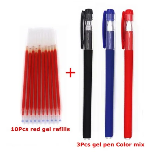 13pcs/Lot 0.38mm Office Gel Pen Refill Set Signature Pen Red Blue Black Ink Refill Rod for Handles School Supplies Stationery