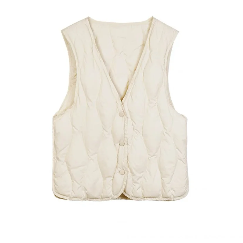 Toloer Down Vest Female Short Winter Light And Close-Fitting Warm V-Neck Vest Horse Jacket Inside The Vest-Outfit Ideas