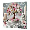 Kit sp&eacute;cial de peinture en forme de grand diamant en forme d&rsquo;arbre &agrave; fleurs avec cadre 9,84x9,84 pouces
