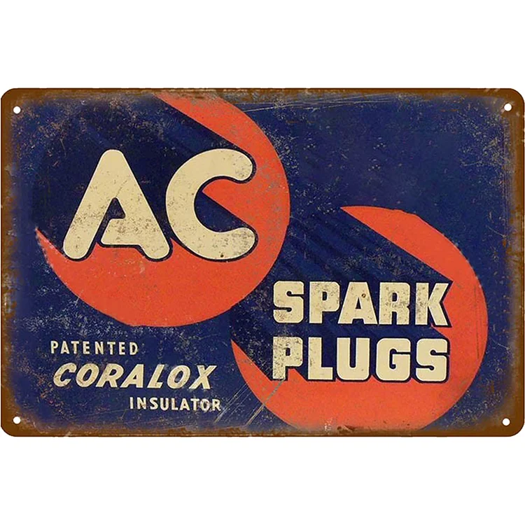 AC Spark Plugs - Vintage Tin Signs/Wooden Signs - 7.9x11.8in & 11.8x15.7in