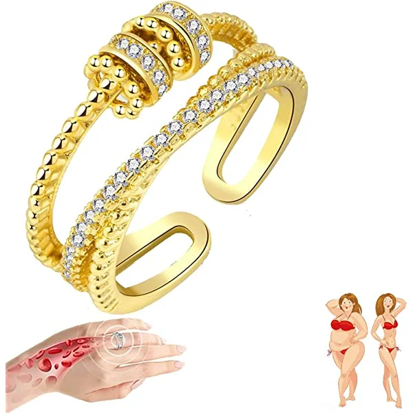 JANSIO Threanic Triple-Spin Ring, Feelief Zirconica Triple Fidget Ring, Threanic Triple-Spin Ring, to My Daughter Fidget Anti Anxiety Ring, Self Soothing Ring. (3 Color)