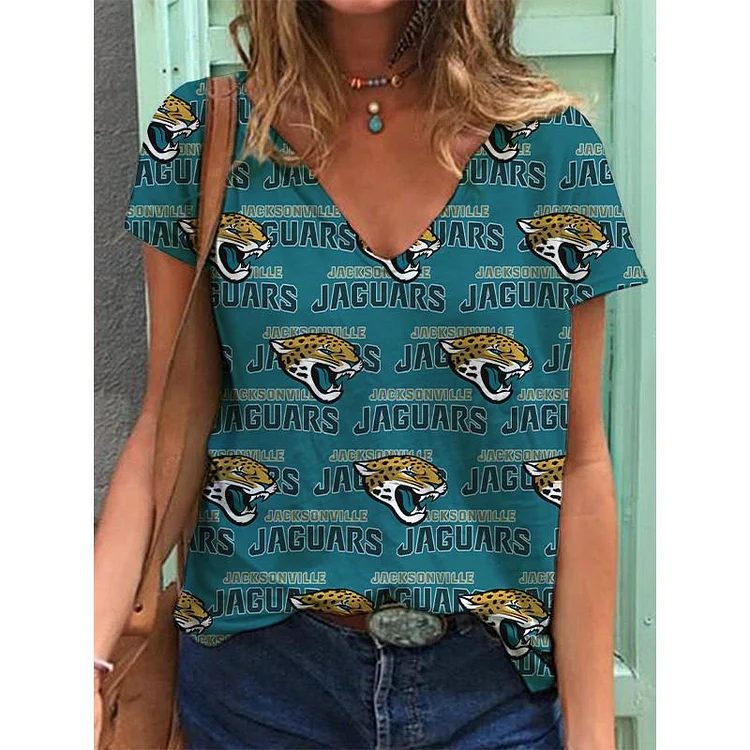 Jacksonville Jaguars Lightweight Short Sleeve V-Neck T-Shirt