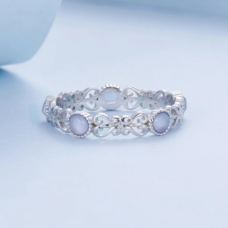 White Gold Plated 925 Sterling Silver Glass Printing Rings