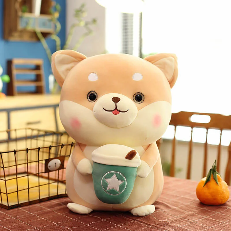 Cuteeeshop Bubble Tea Marshmallow Plushies Chubby Shiba Inu Boba Plush Stuffed Animal