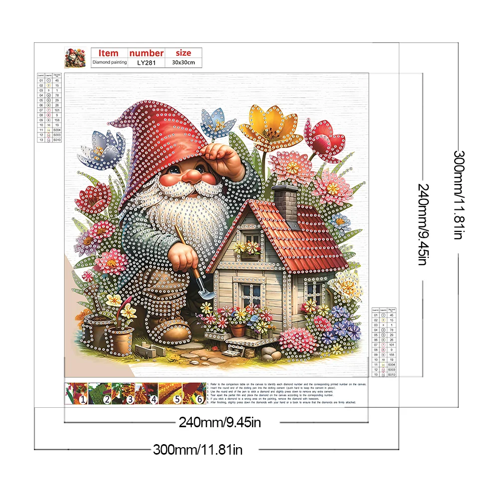 Diamond Painting - Partial Special Shaped Drill - Easter Garden Gnome(Canvas|30*30cm)