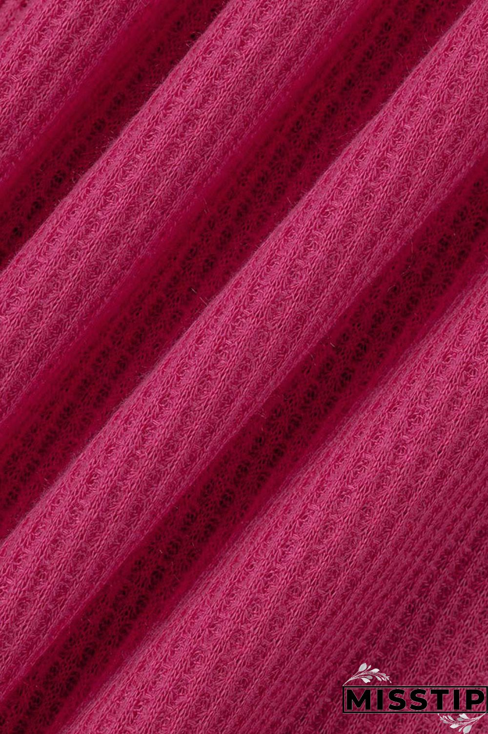 Rose Red Casual Solid Patchwork Slit V Neck Plus Size Two Pieces