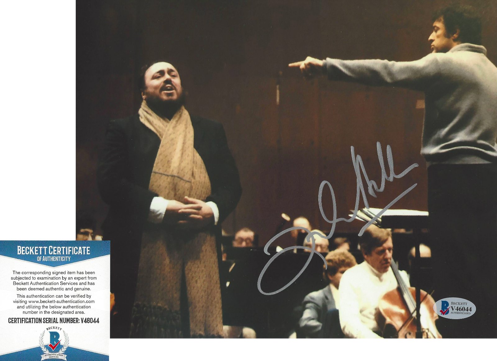 CONDUCTOR ZUBIN MEHTA SIGNED 8x10 Photo Poster painting 5 THREE TENORS PAVAROTTI BECKETT COA BAS